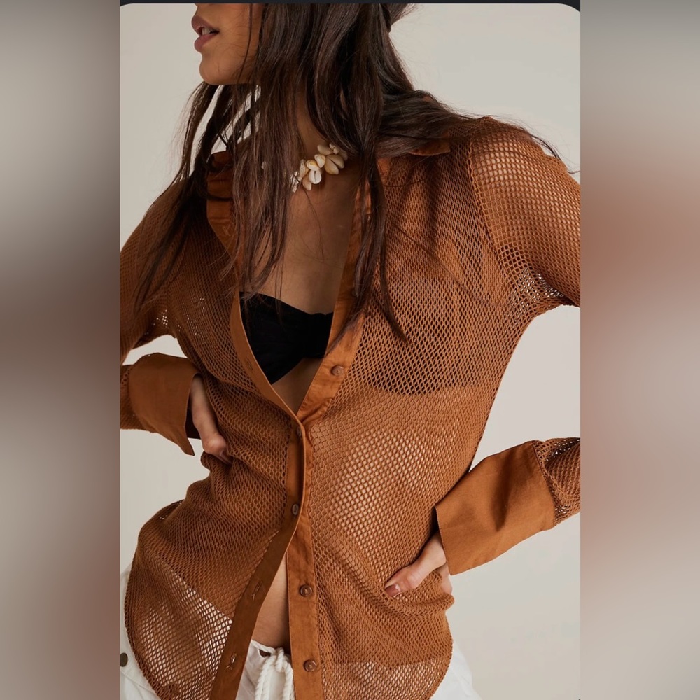 Free People Siggi Button Down Shirt Blouse Top
